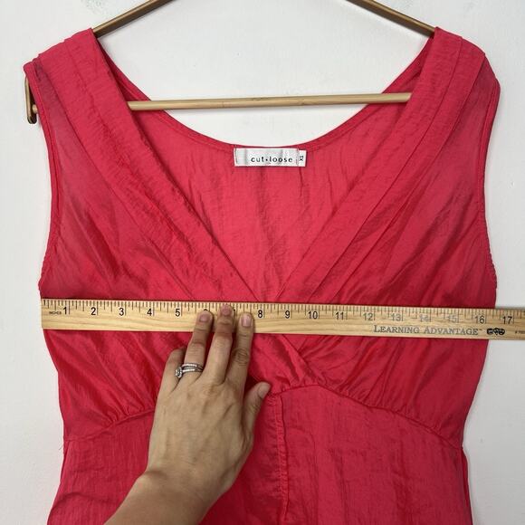 Cut Loose SZ XS Neon Pink Faux Wrap Dress Tie Tencel Rayon Lightweight Lagenlook - Picture 6 of 8